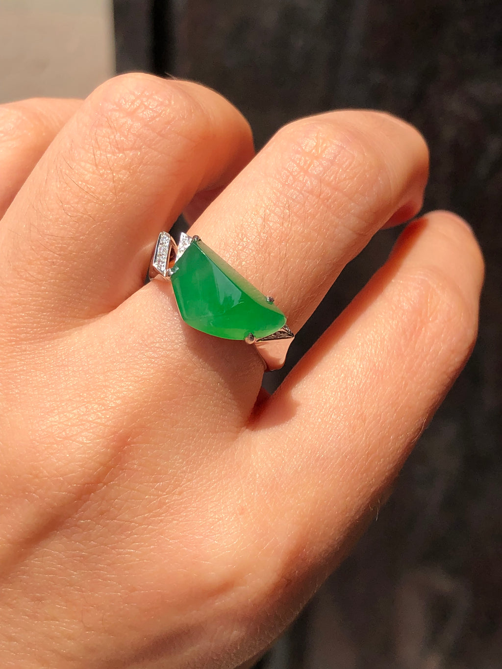 Natural Type A Green Faceted Jadeite Ring | ClassicJade Singapore