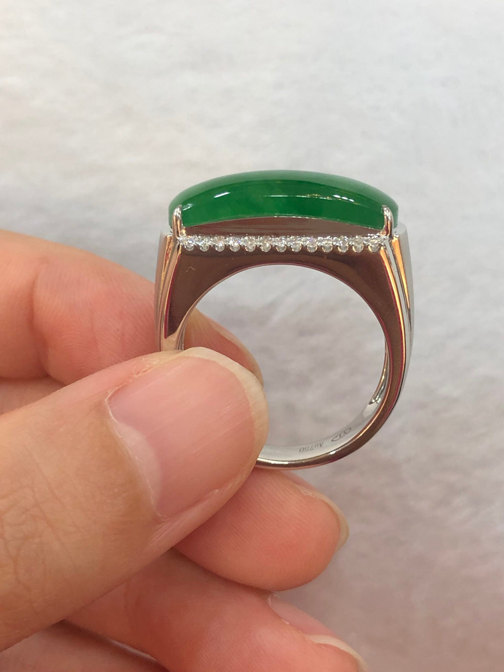Green Jade Saddle Ring