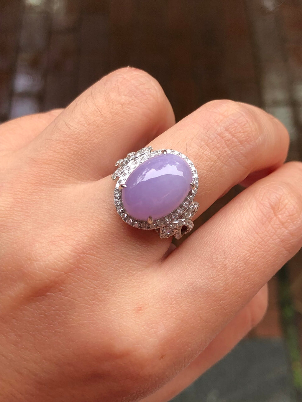 Lavender Jade Cabochon Ring