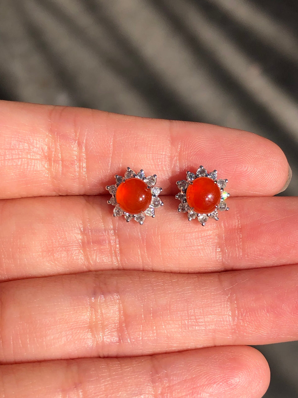 Icy Orange Jade Cabochons Earrings
