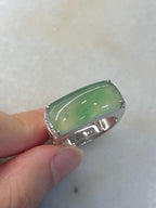 Icy Green Jade Saddle Ring