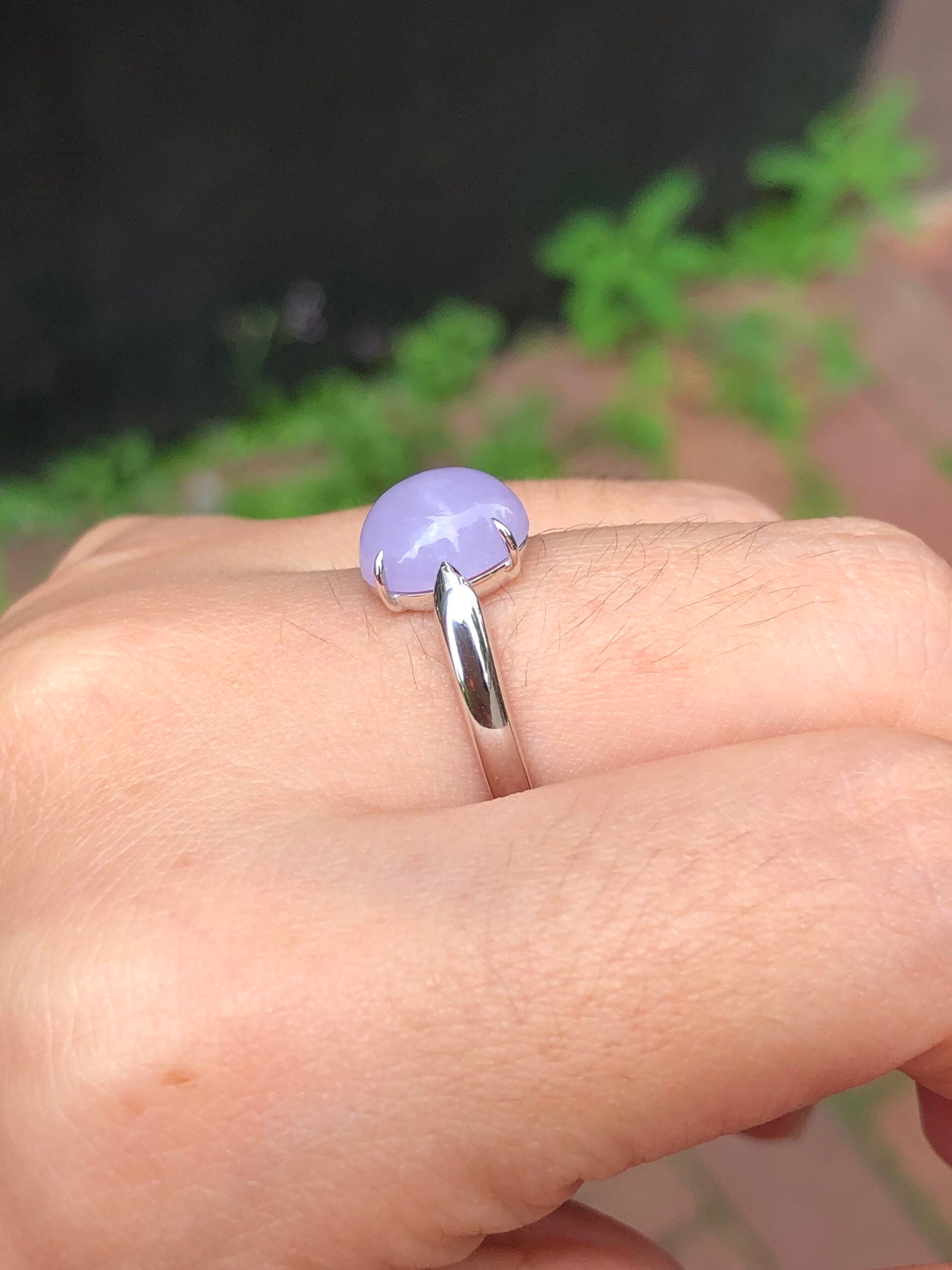 Lavender Jade Cabochon Ring