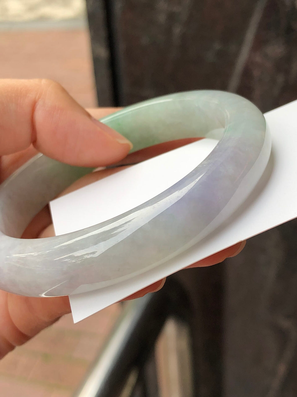 Icy Green With Lavender Jade Bangle