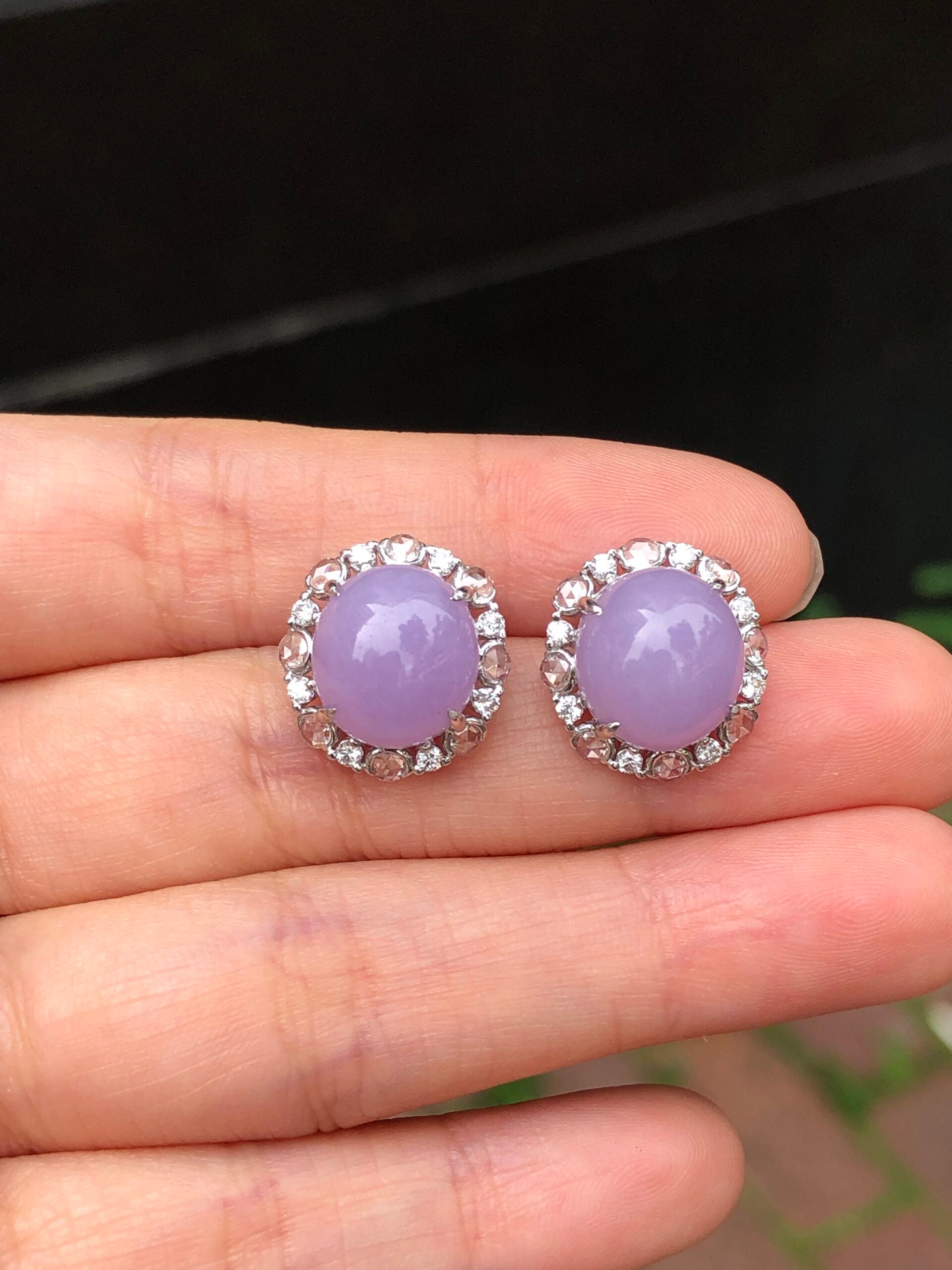 Lavender Jade Cabochons Earrings