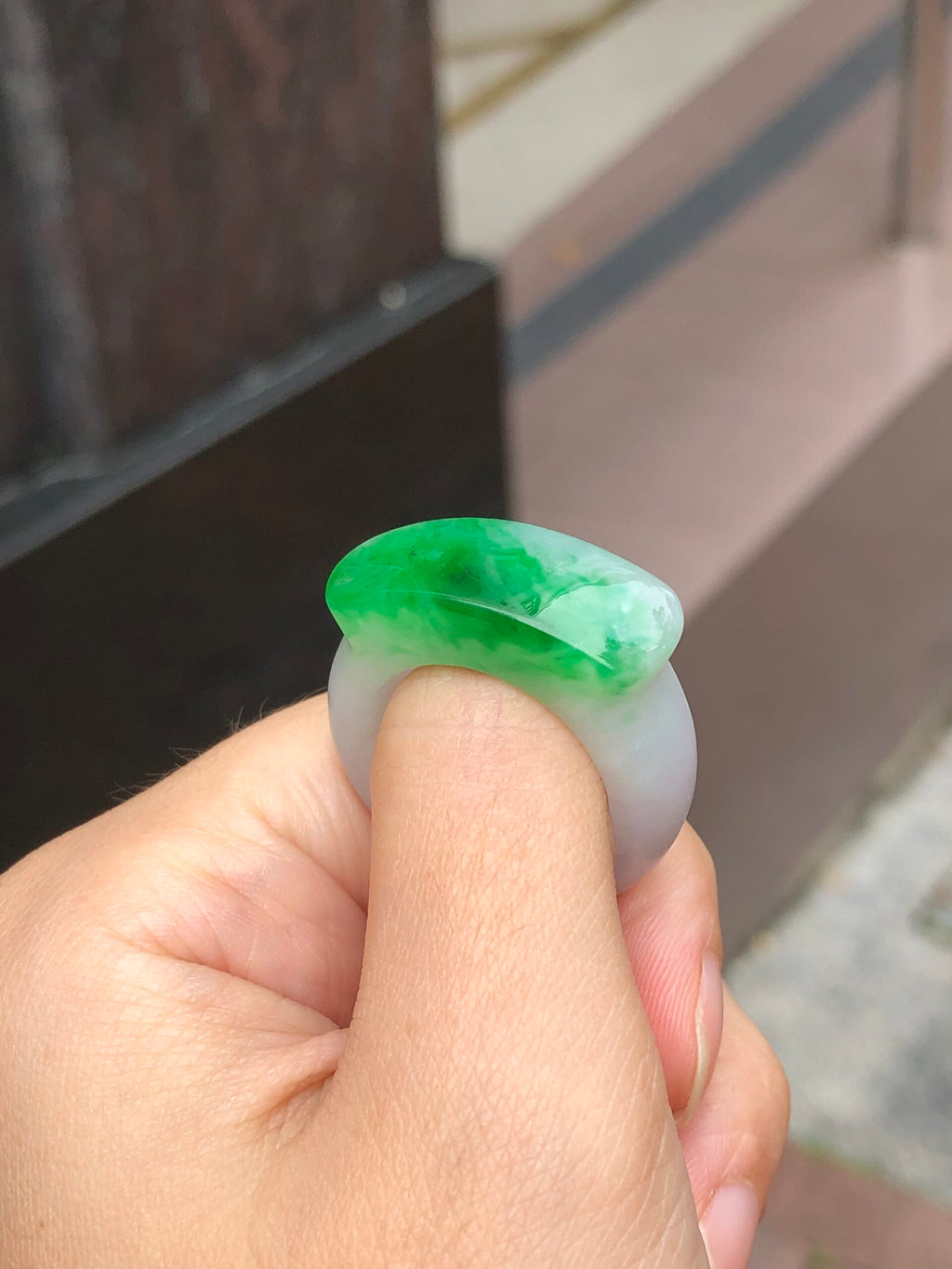 Green Jade Saddle Ring