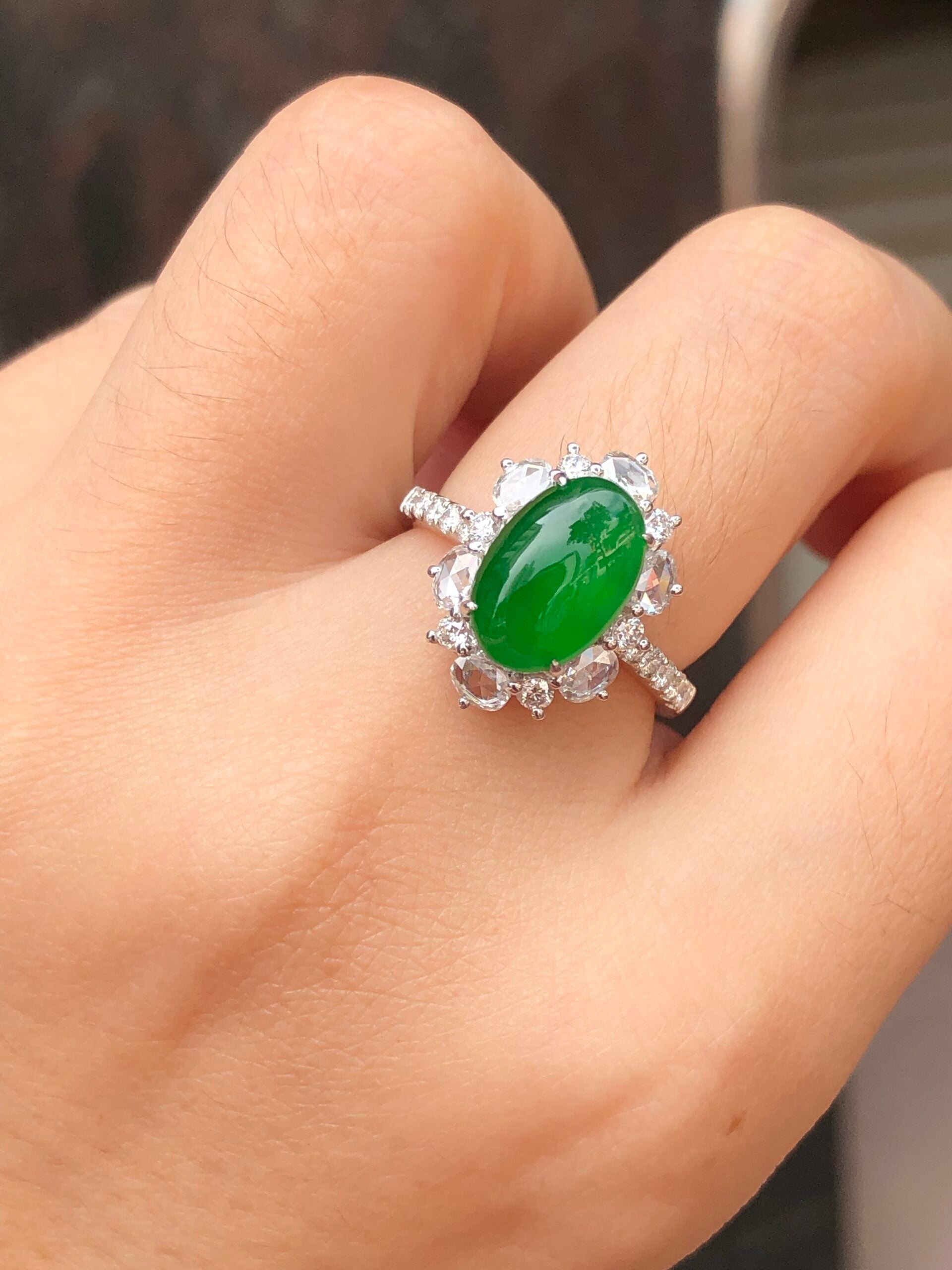Green Jade Cabochon Ring
