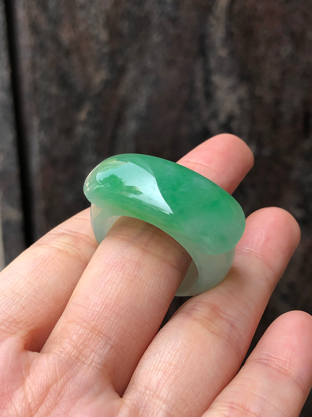 Natural Type A Green Jadeite Saddle Hololith Ring | ClassicJade Singapore Jewellery