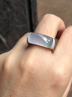 Icy Lavender with Green Jade Saddle Ring