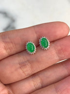 Icy Green Jade Cabochons Earrings