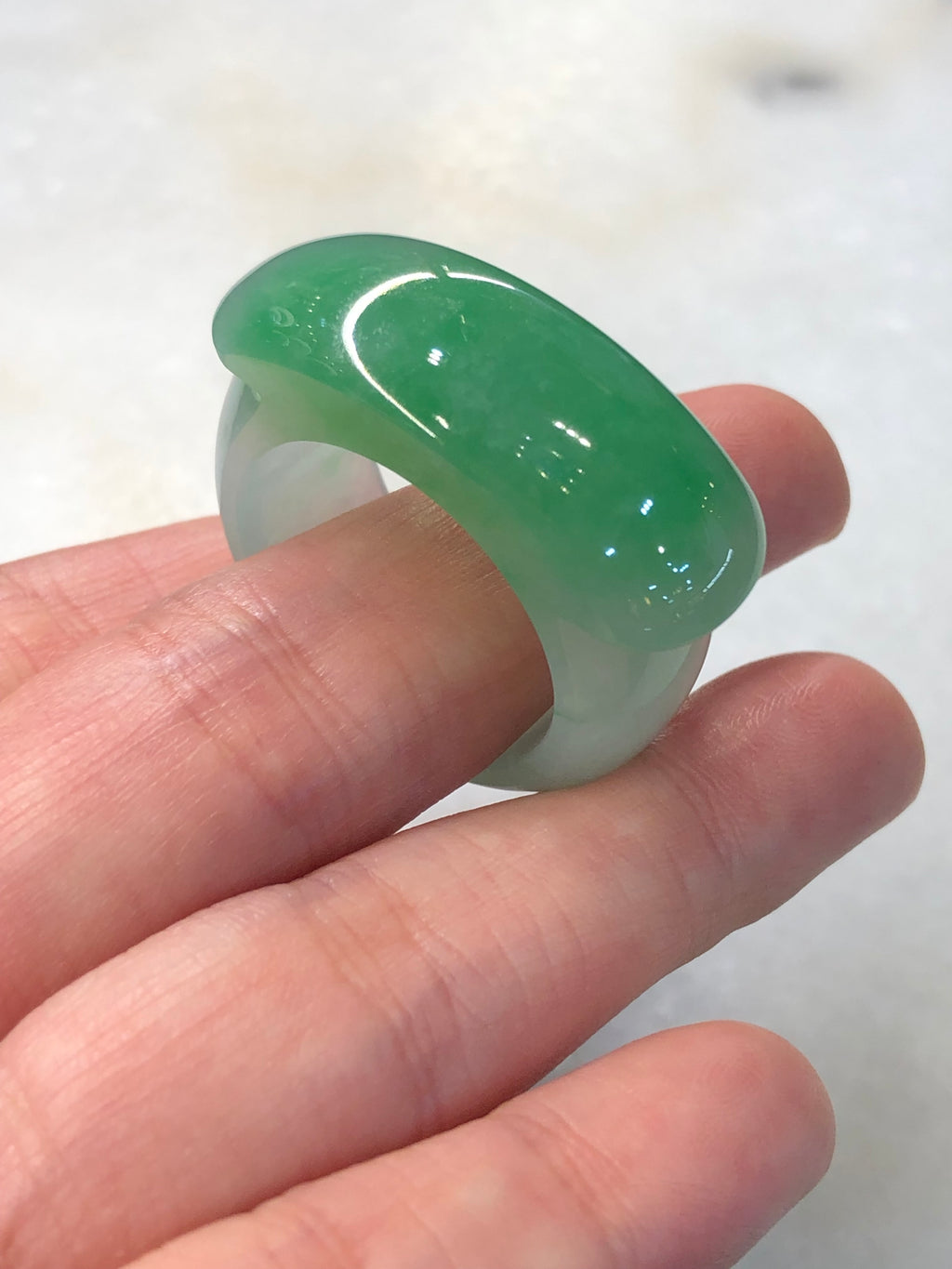 Natural Type A Green Jadeite Saddle Hololith Ring | ClassicJade Singapore Jewellery