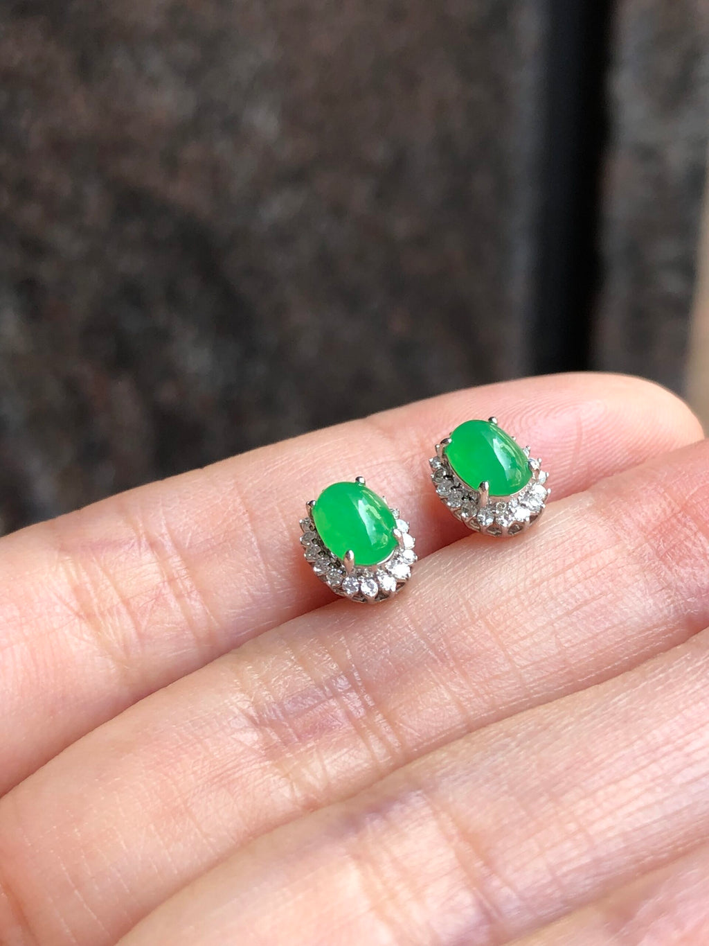 Icy Green Jade Cabochons Earrings