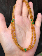 Icy Orange Jade Beads Necklace