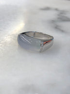 Icy Lavender with Green Jade Saddle Ring