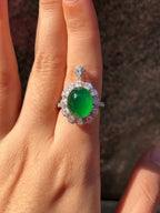 Green Jade Cabochon Ring/ Pendant