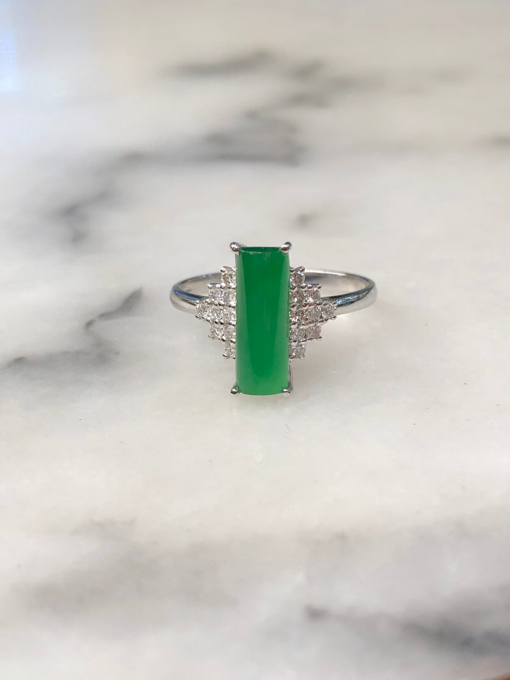 Green Jade Cylindrical Shaped Ring
