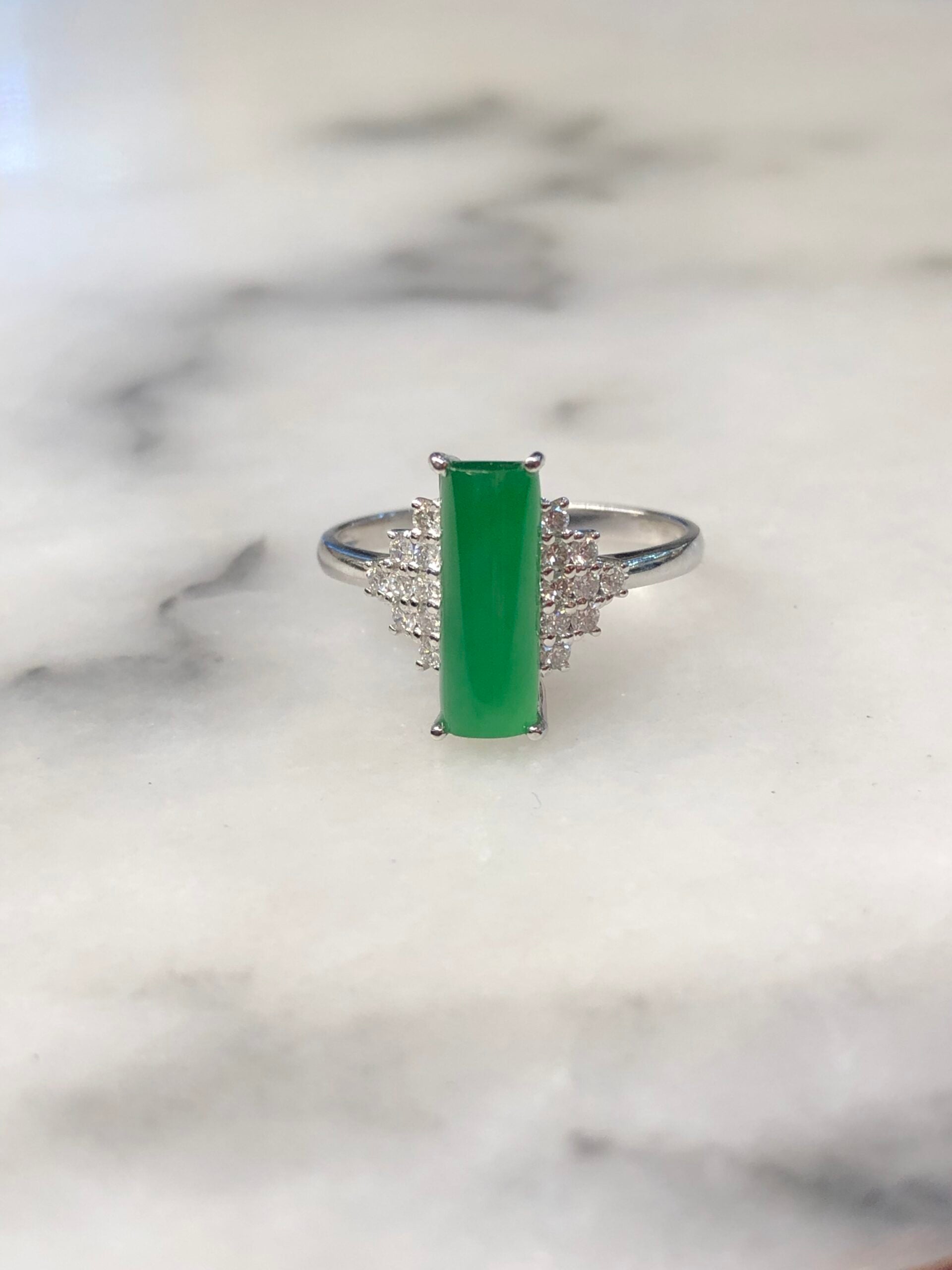 Green Jade Cylindrical Shaped Ring