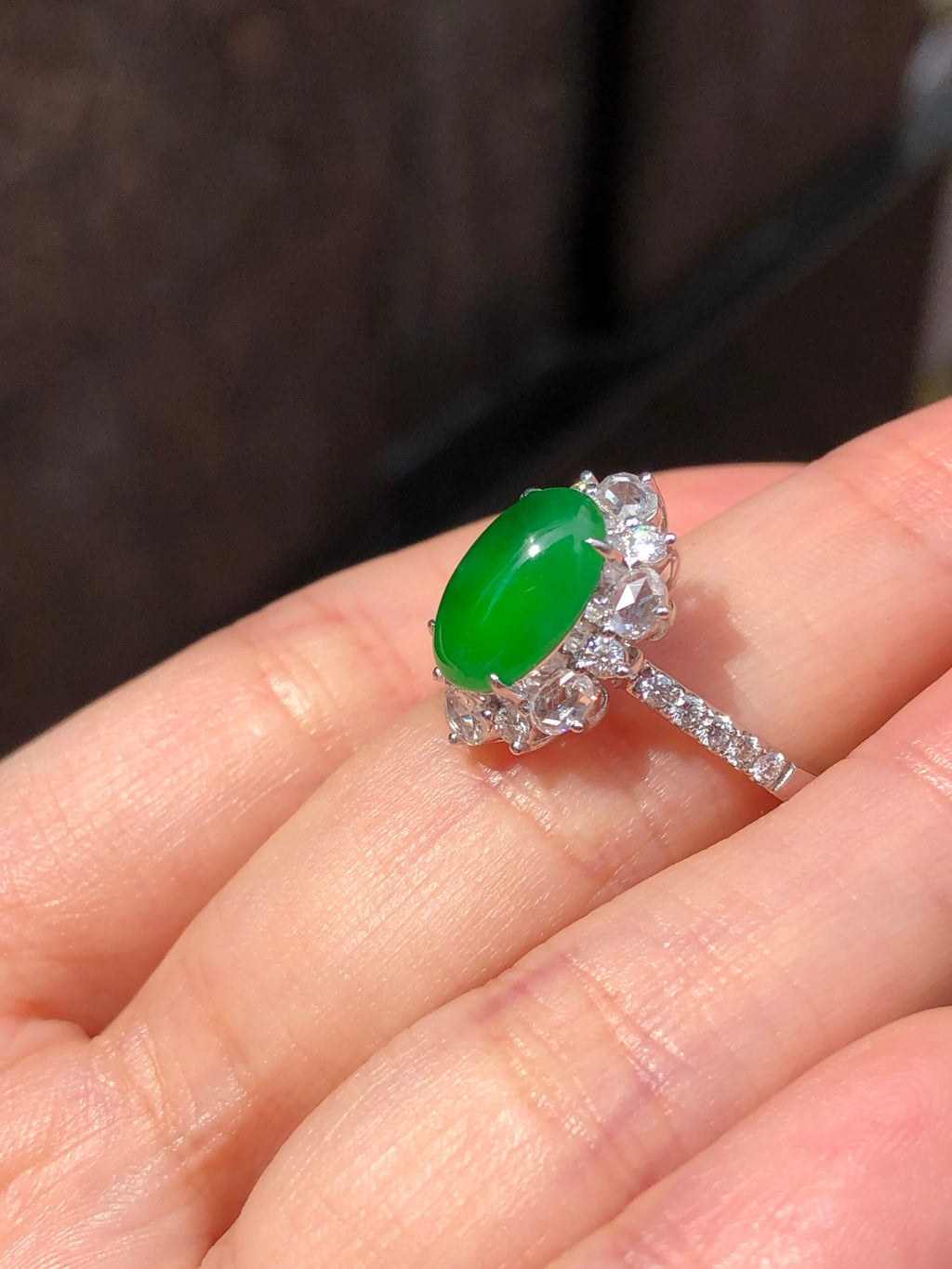 Green Jade Cabochon Ring