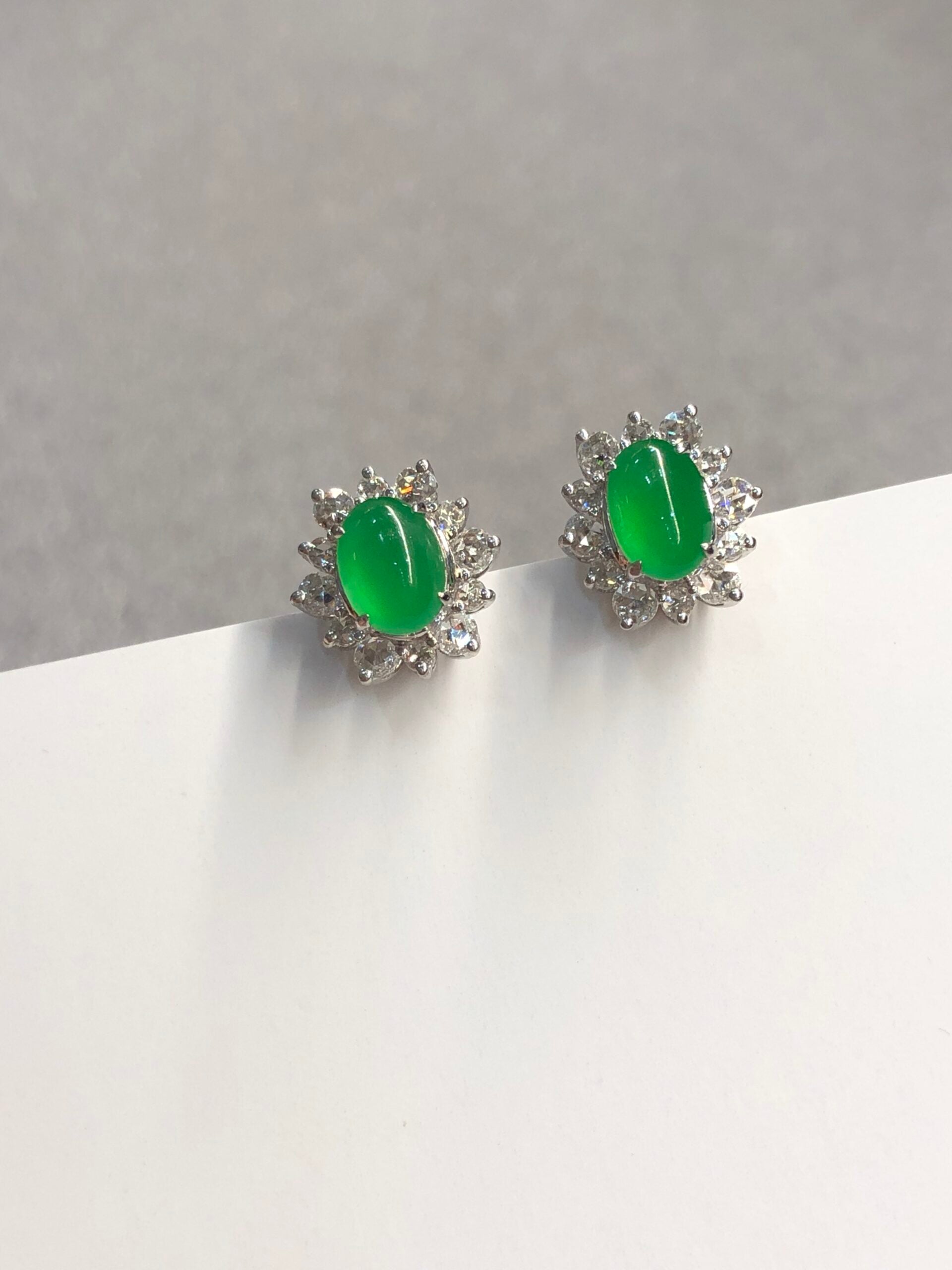 Icy Green Jade Cabochons Earrings