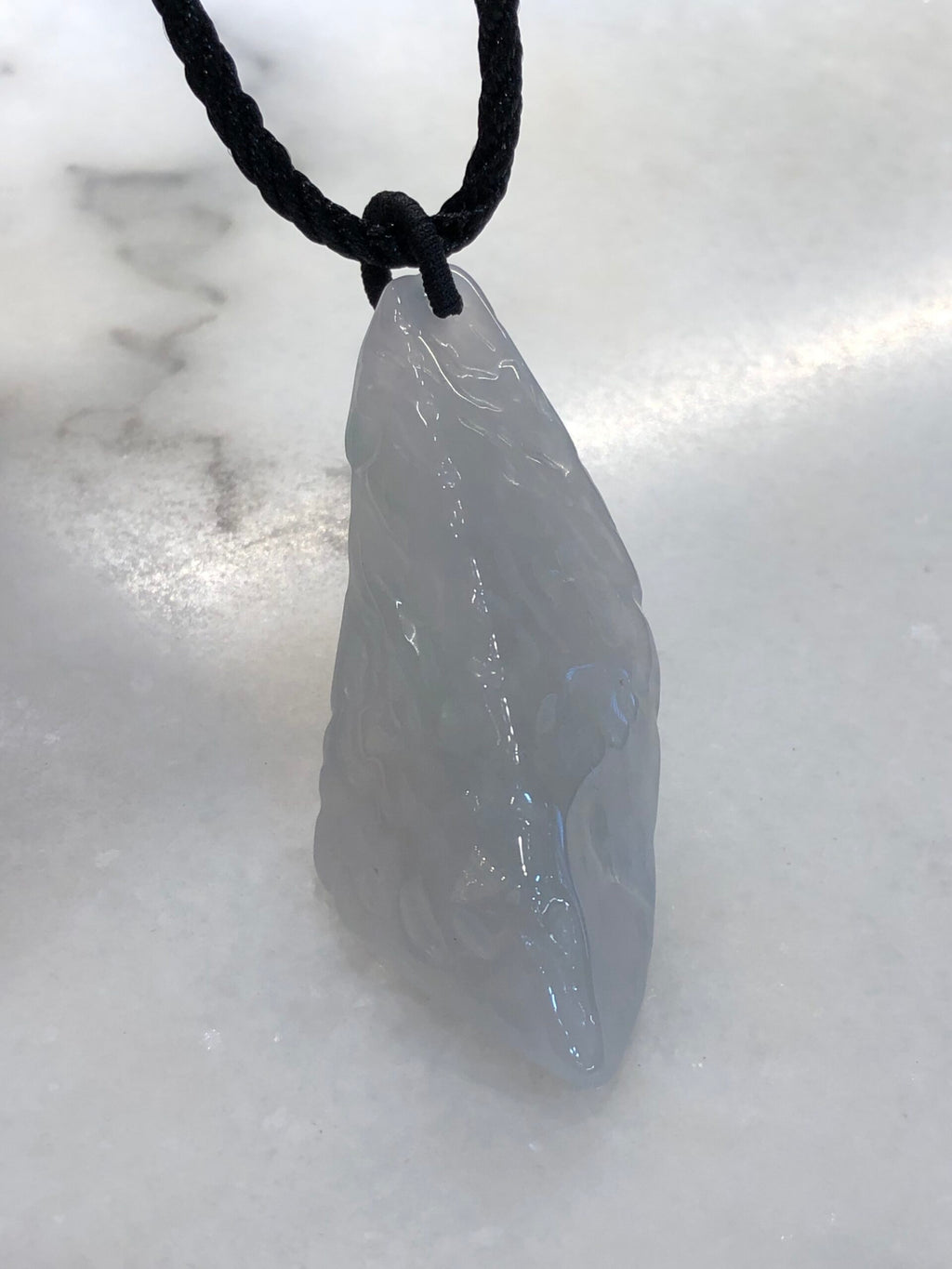 Icy White Jade Freeform Pendant