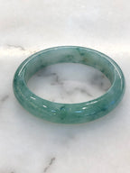 Icy Bluish Green Floral Jade Bangle