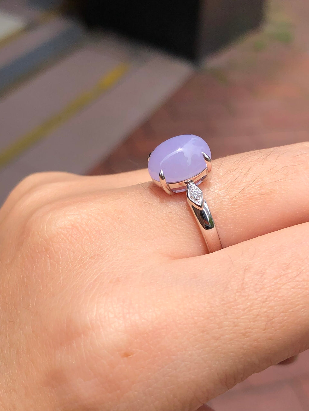 Lavender Jade Cabochon Ring