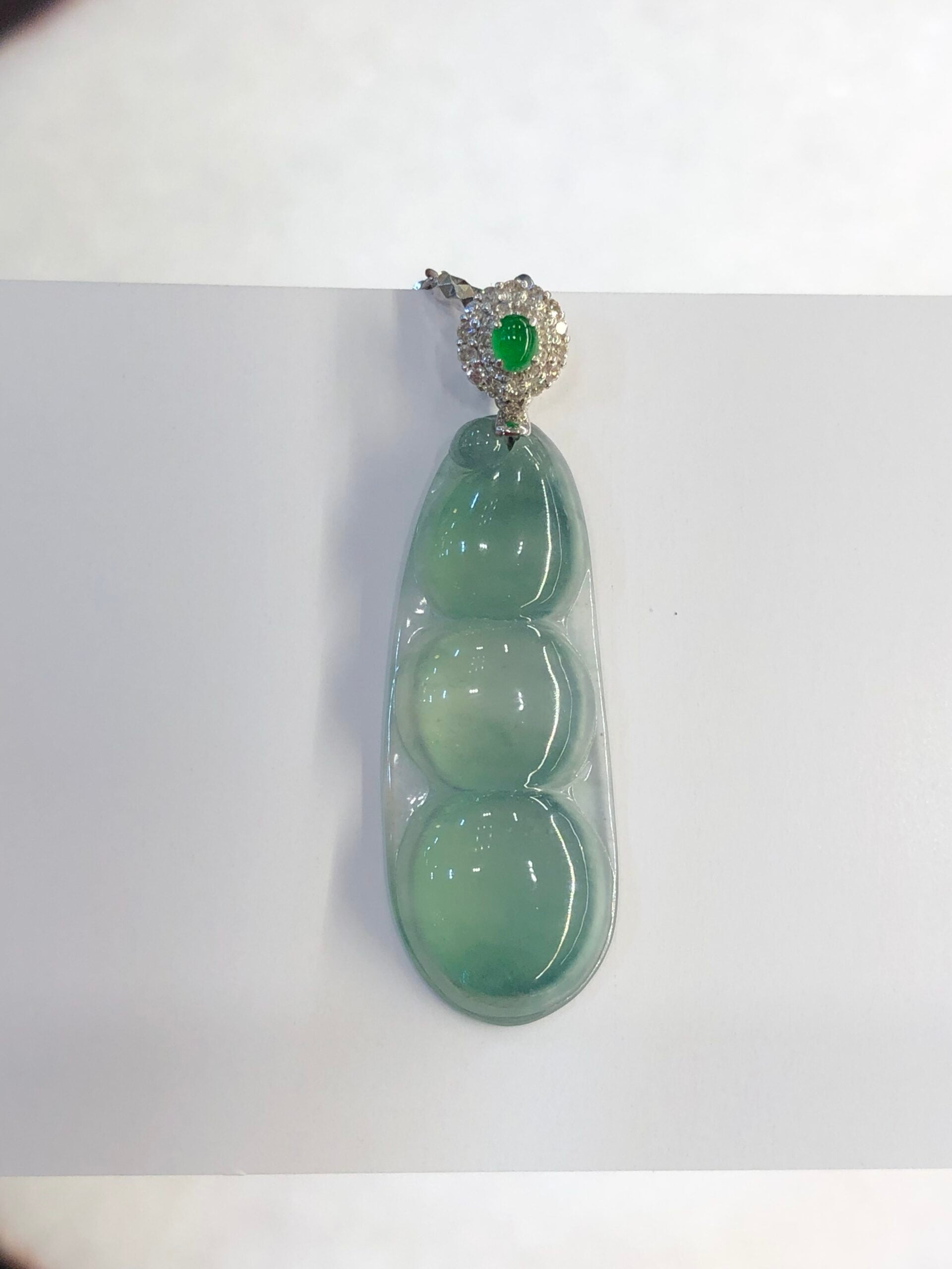 Icy Green Jade Pea Pods Pendant