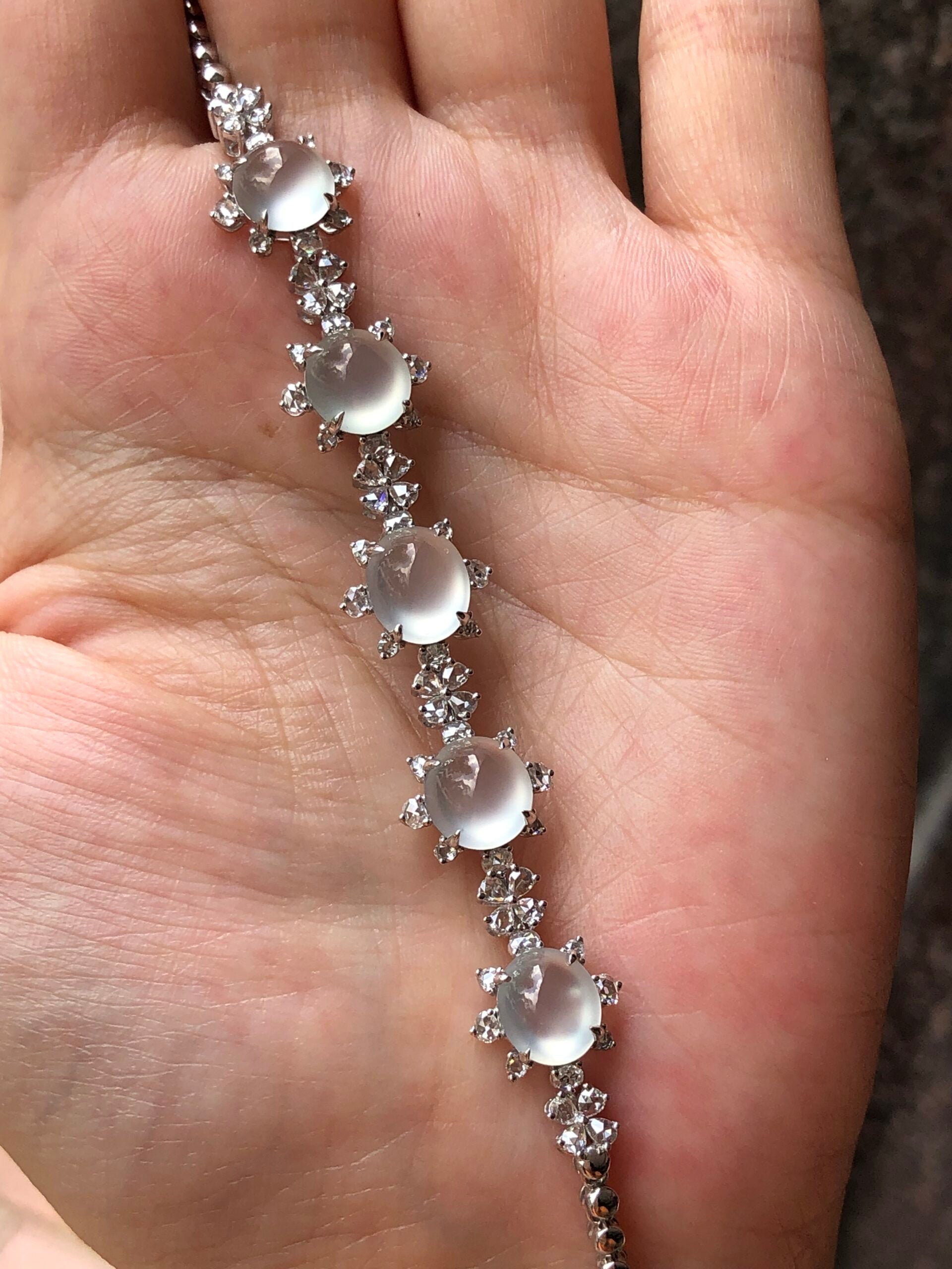 Icy Jade Cabochons Bracelet (Glassy Variety)
