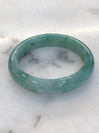 Icy Bluish Green Floral Jade Bangle