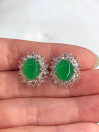 Icy Green Jade Cabochons Earrings