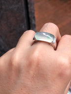 Icy with Green Jade Saddle Ring