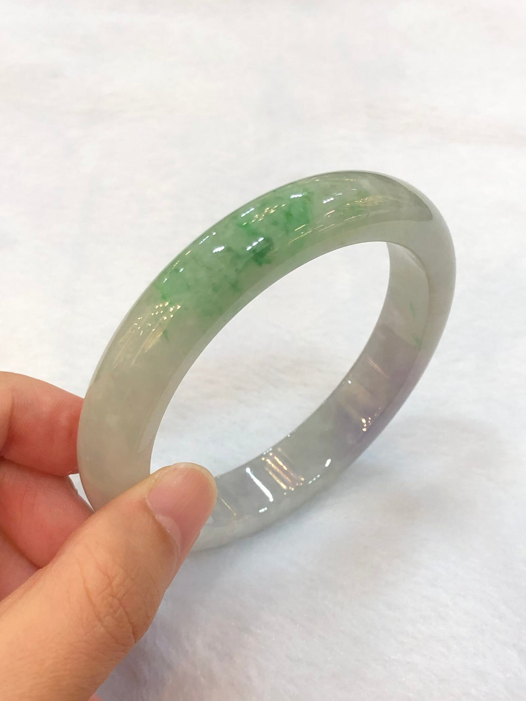 Icy Green With Lavender Jade Bangle