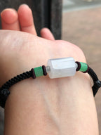 Icy with Green Jade Barrels Bracelet