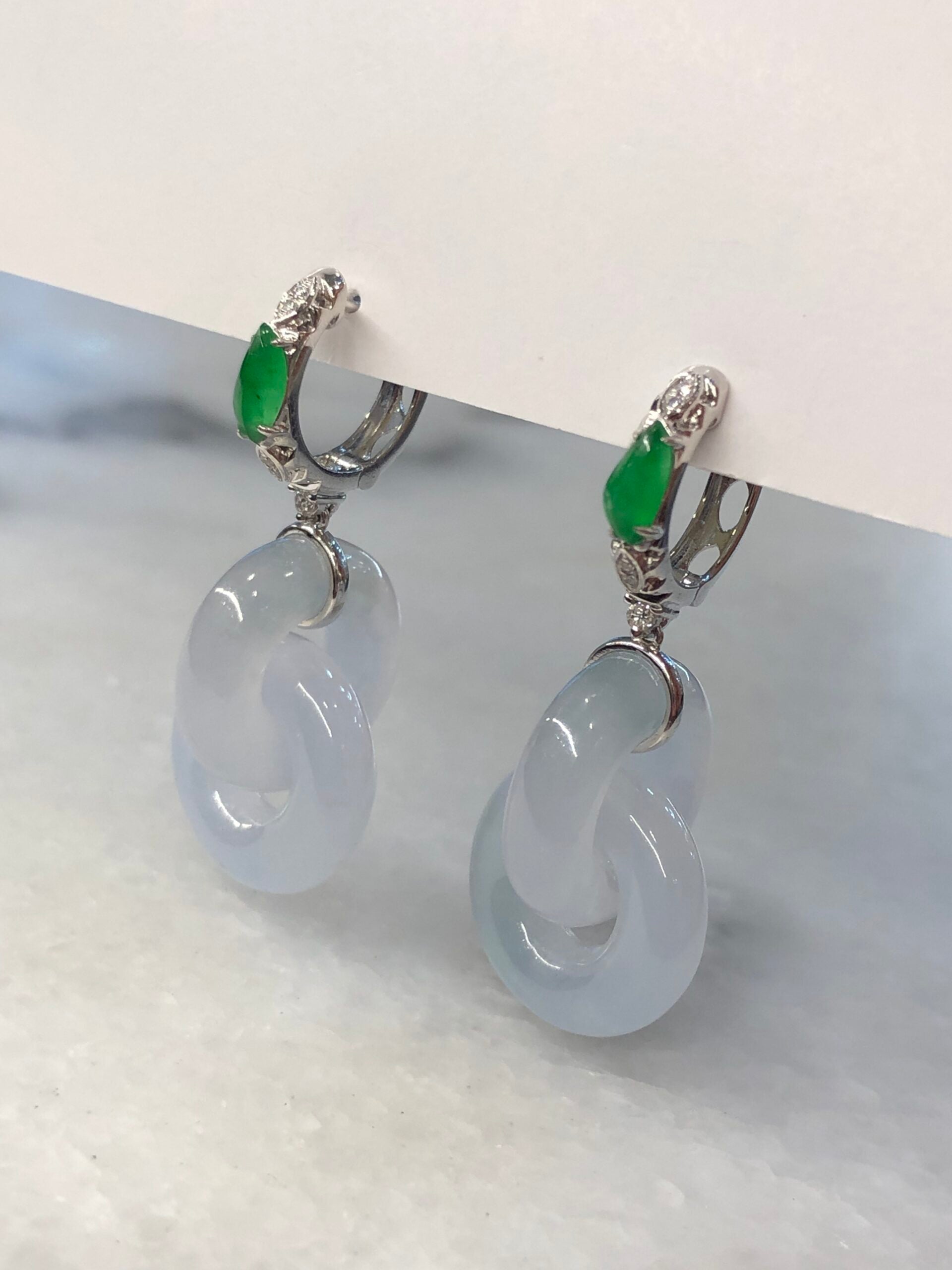 Icy Jade Double Loops Earrings