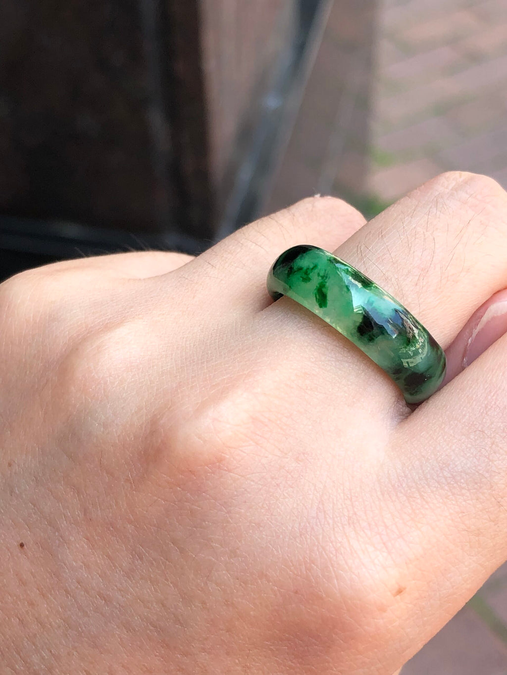 Green Jade Hololith Ring
