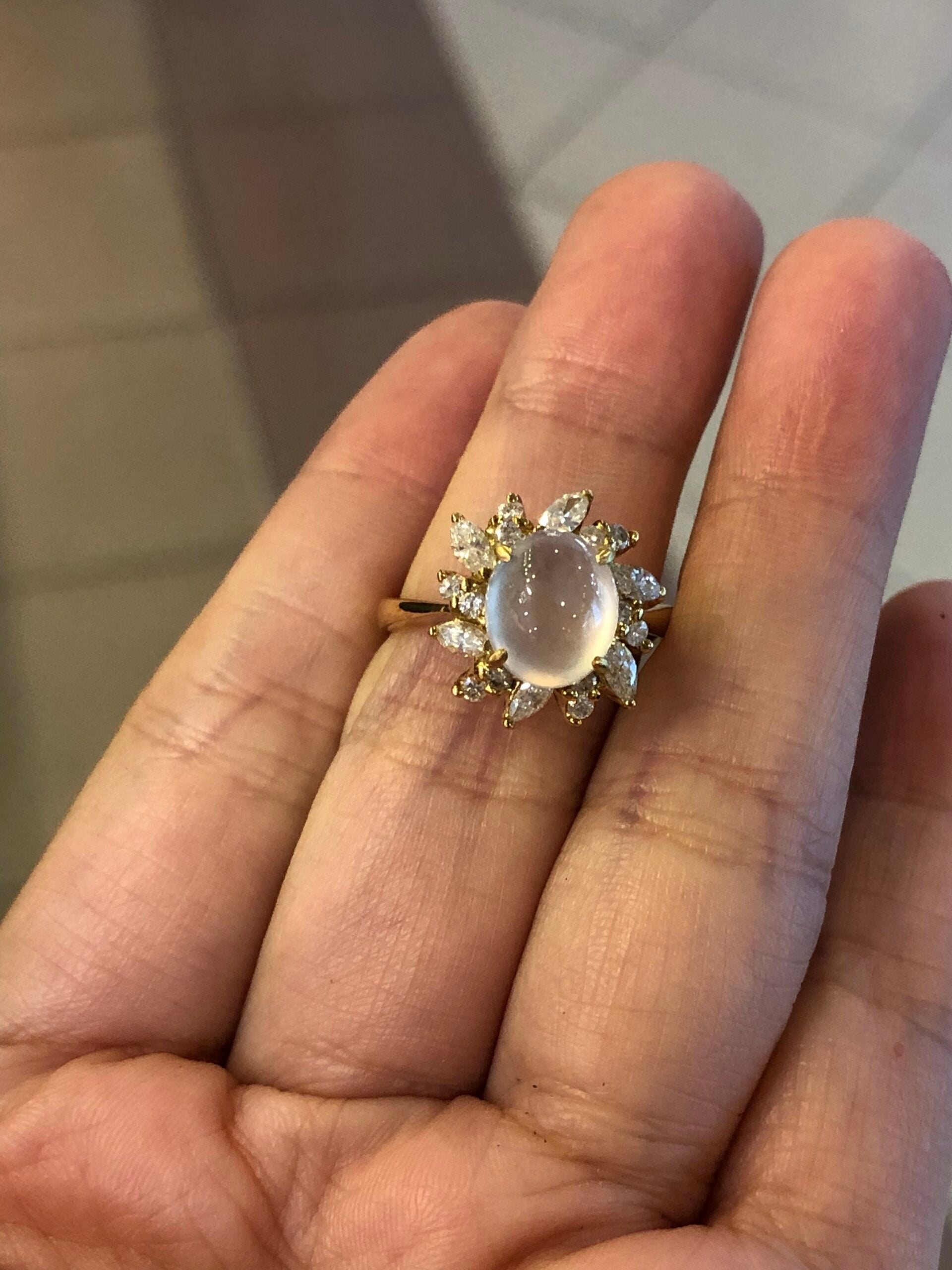 Icy Jade Cabochon Ring (Glassy Variety)