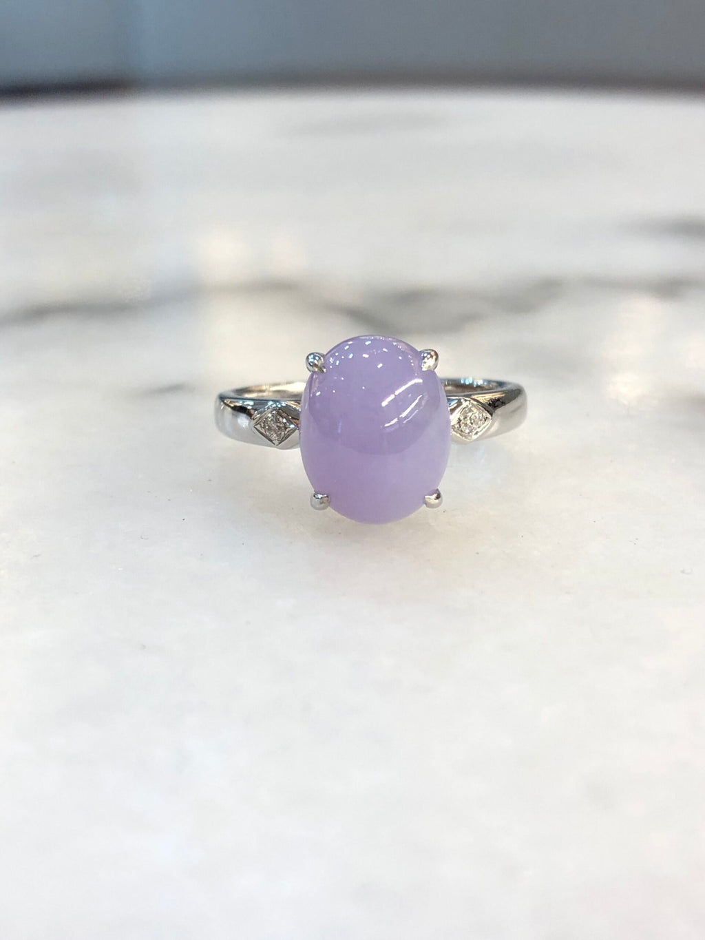 Lavender Jade Cabochon Ring