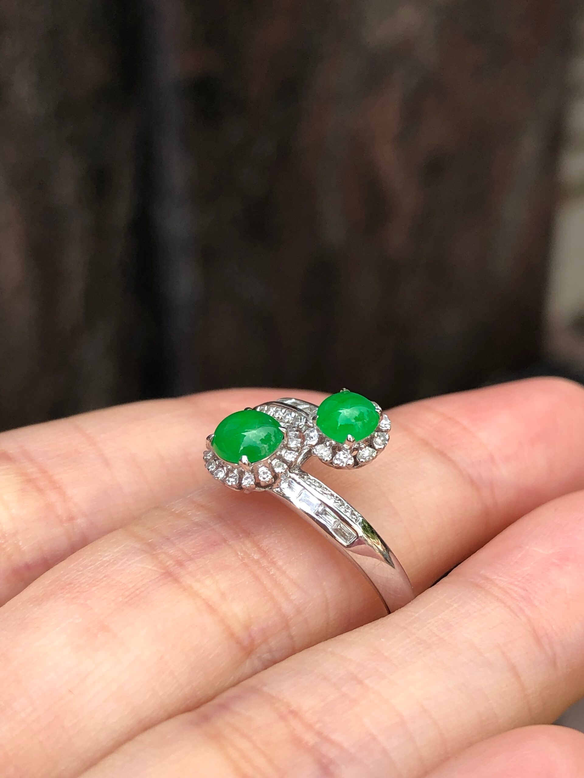 Green Jade Cabochons Ring