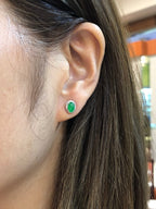 Icy Green Jade Cabochons Earrings