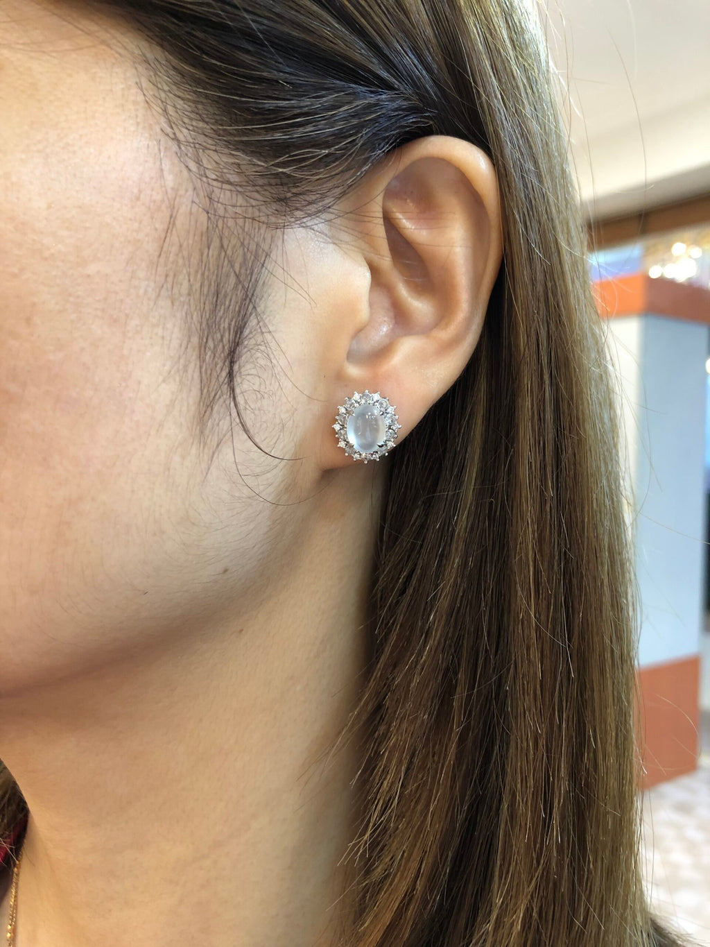 Icy Jade Cabochons Earrings (Glassy Variety)