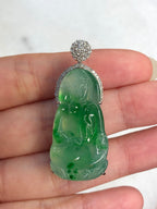 Icy Green Jade Guan Yin Pendant
