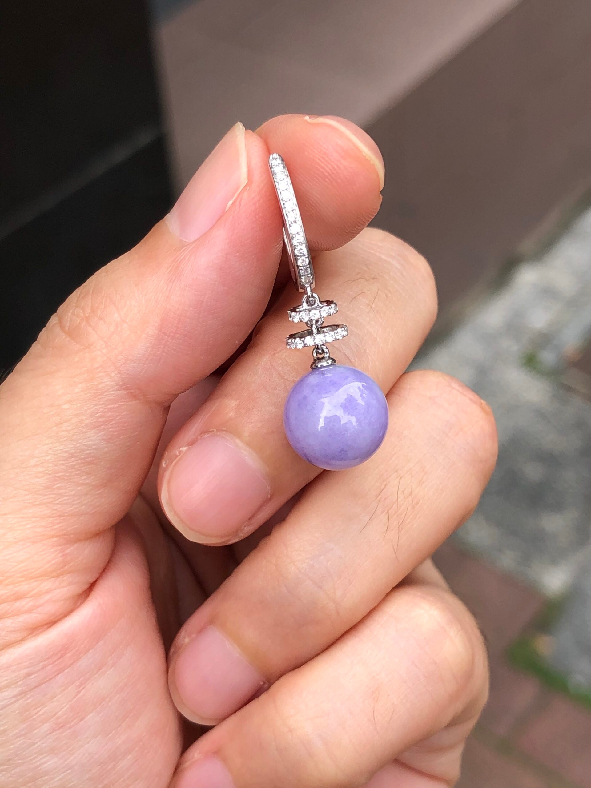 Lavender Jade Ball Earrings