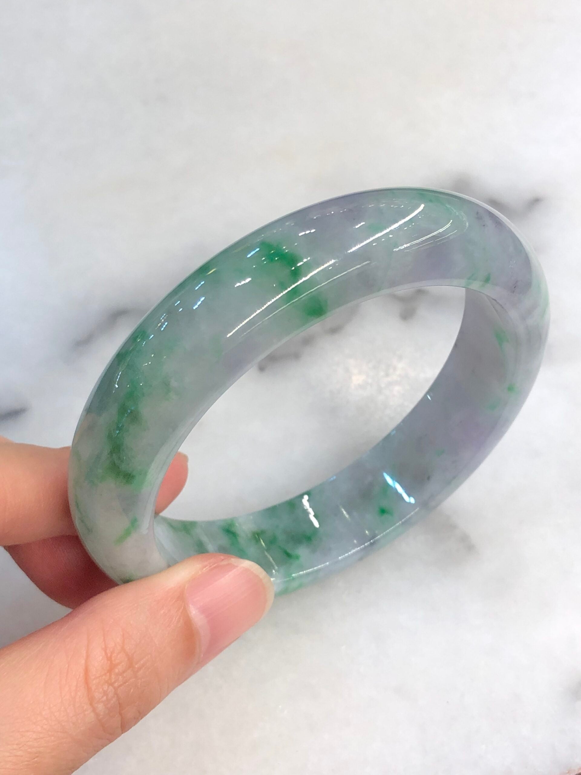 Green with Lavender Jade Bangle