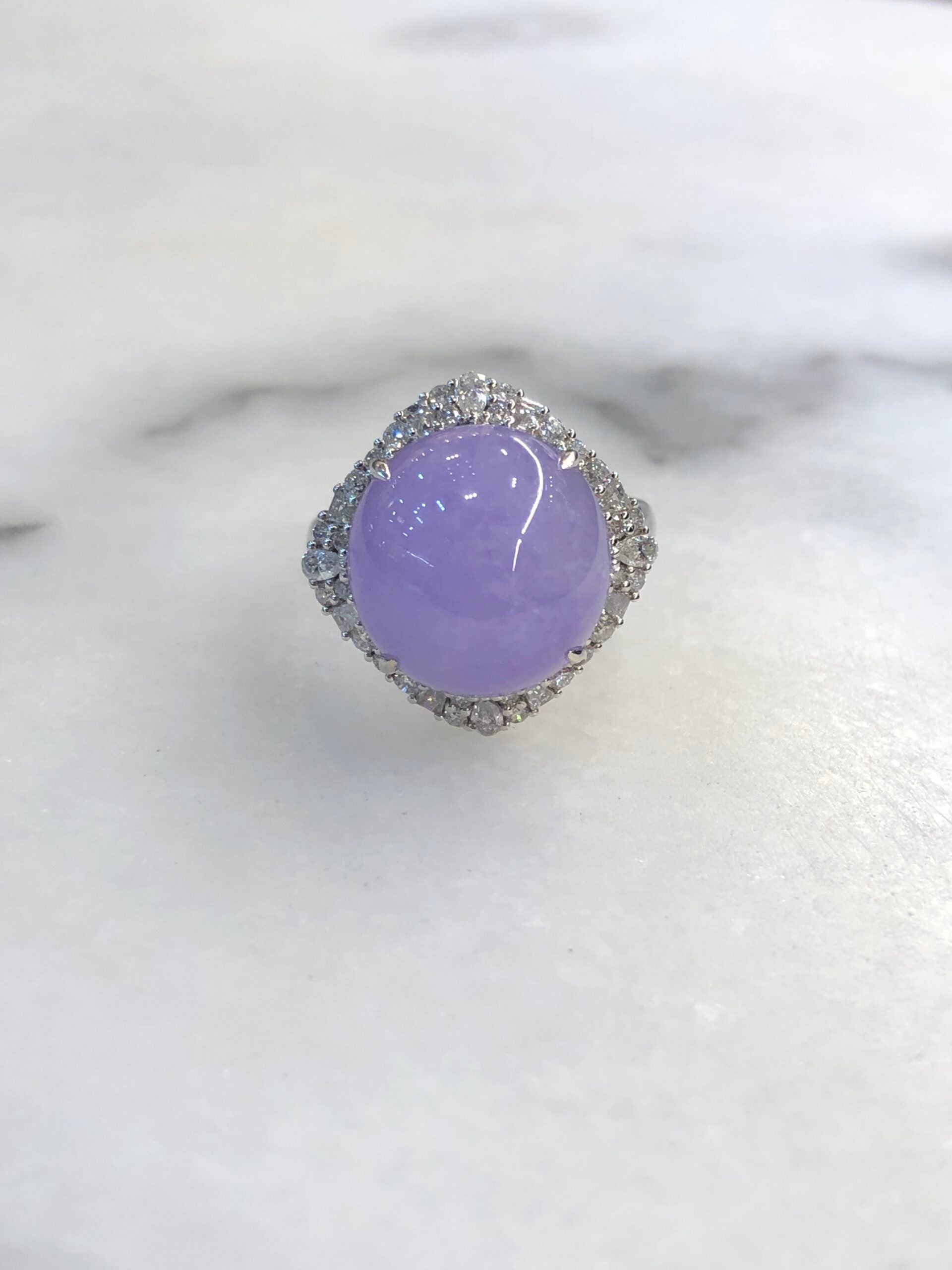 Lavender Jade Cabochon Ring