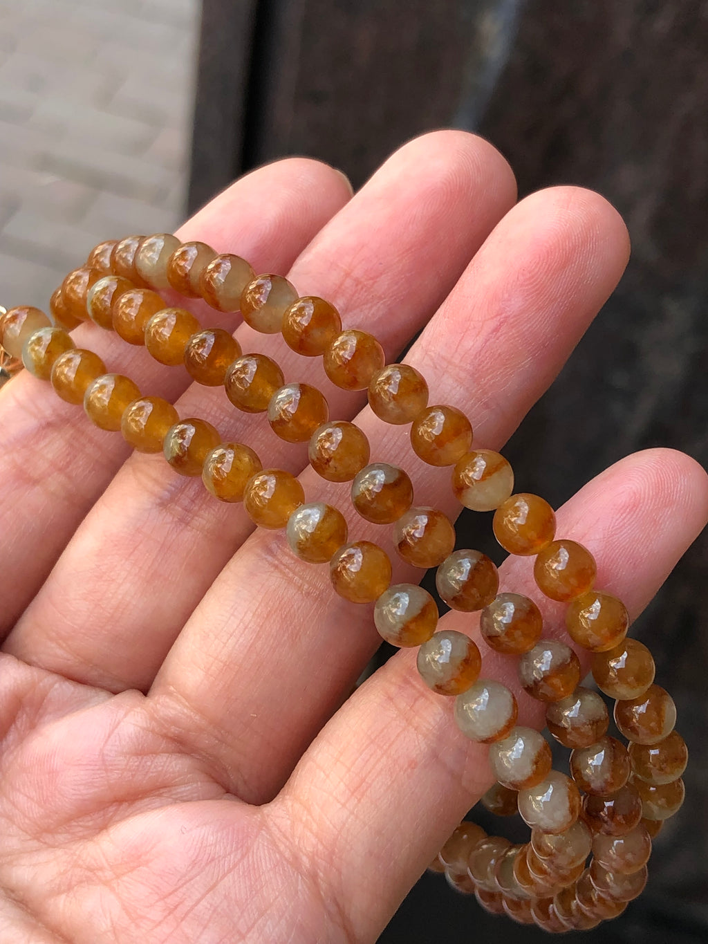 Natural Type A Duo-Colour Red Jadeite Beads Necklace | ClassicJade