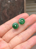 Icy Green Jade Safety Coin Earrings