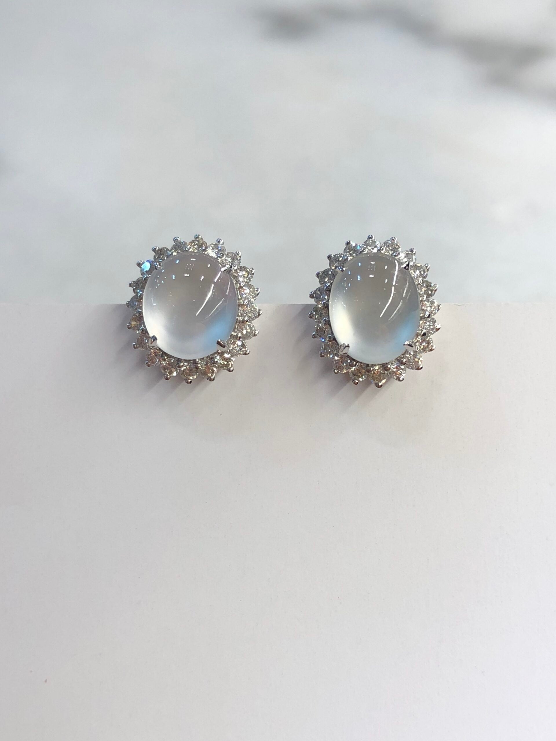 Icy Jade Cabochons Earrings (Glassy Variety)