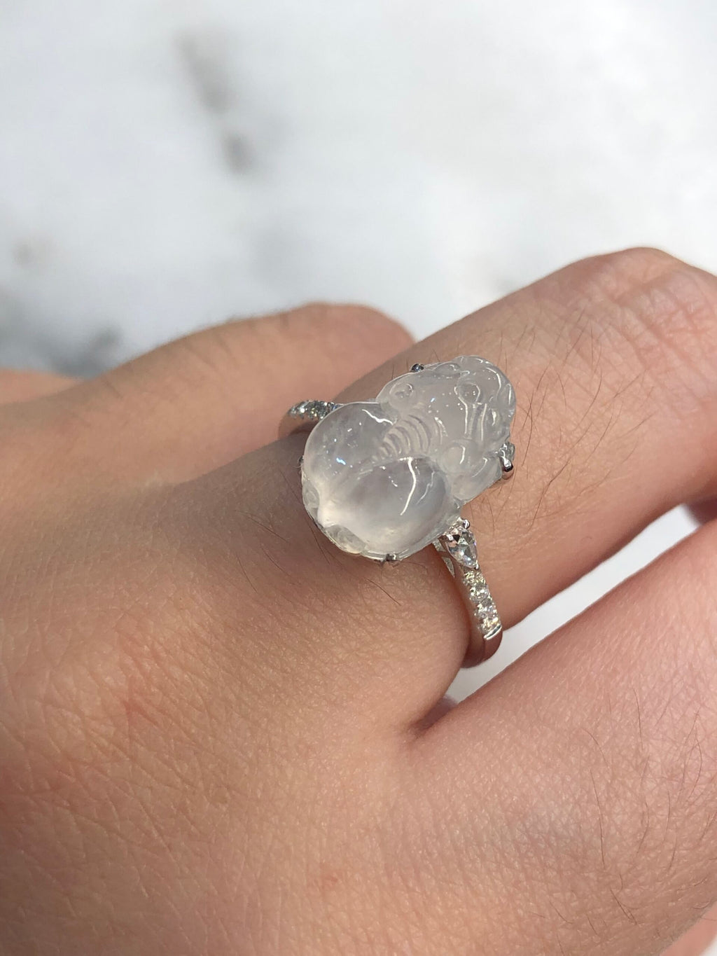 Icy Jade Pixiu Ring