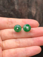Icy Green Jade Safety Coin Earrings