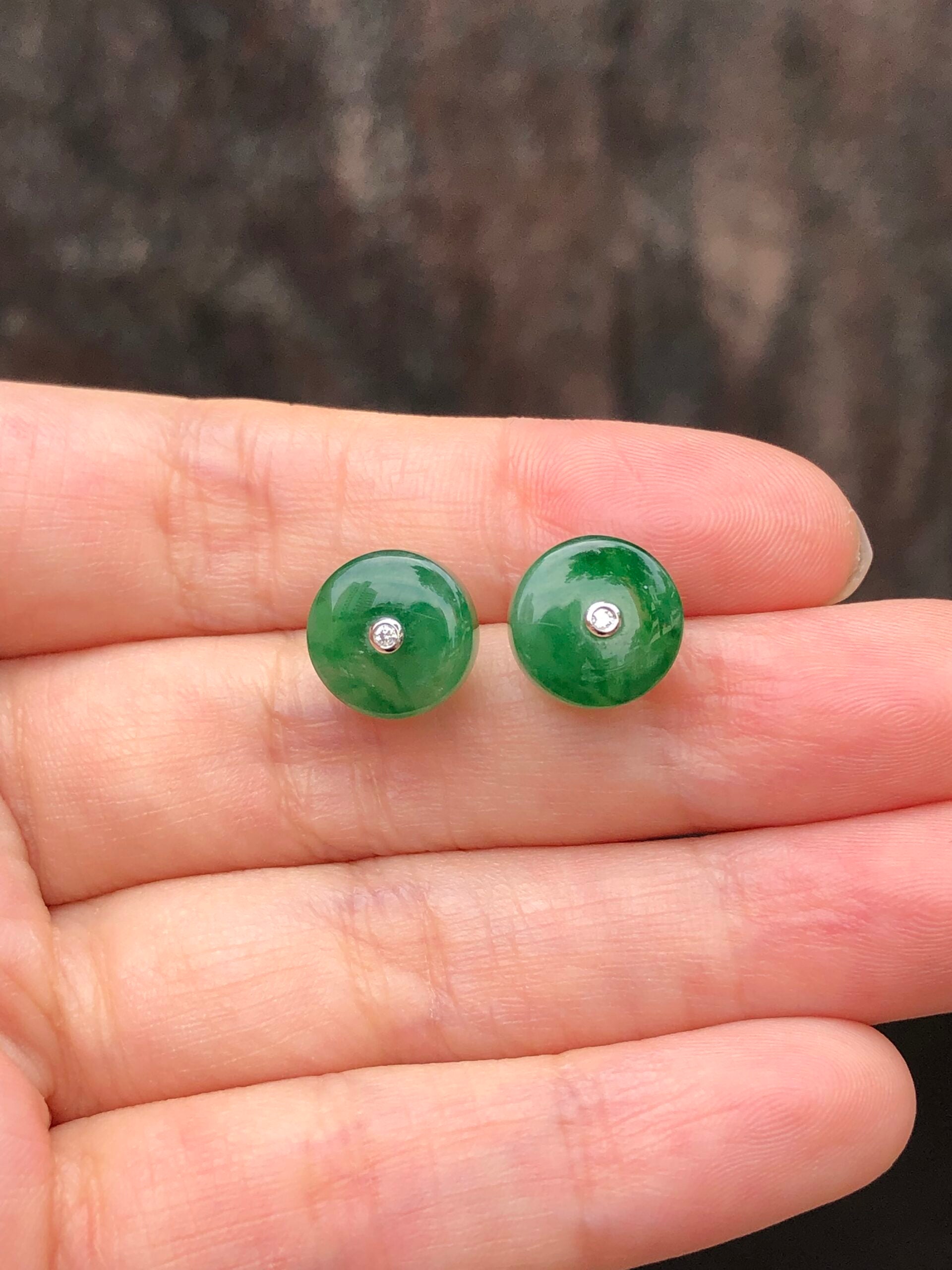Icy Green Jade Safety Coin Earrings