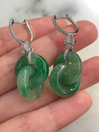 Icy Green Jade Double Loops Earrings